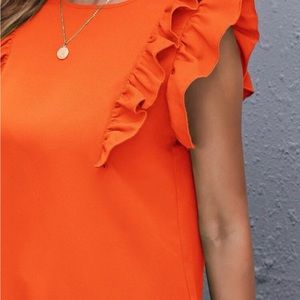 Orange ruffle short sleeve